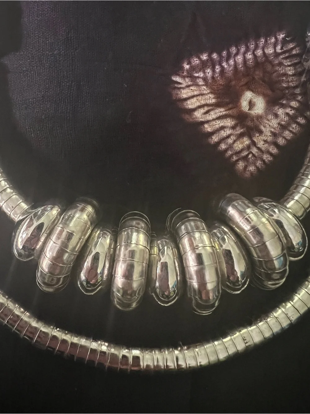 Vintage silver tone coil statement necklace
